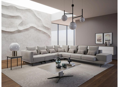 Designer Sofa Couch Corner sofa L-FormTextil Upholstery Suite Living room Coffee table