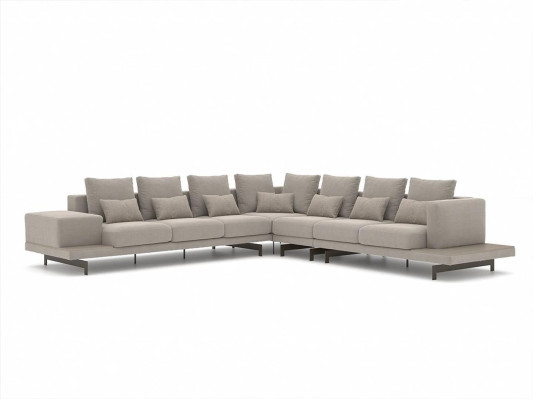 Living room Gray Upholstered furniture Corner sofa L-shape Design Coffee table Side table