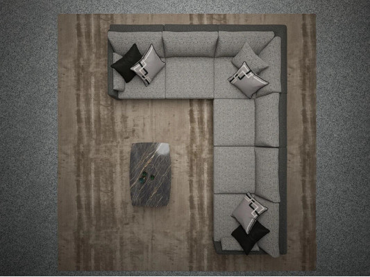Corner sofa Luxury Corner suite Textile sofa L-shape Gray Couch Design new Coffee table
