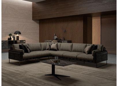Design Furniture Living room Brown Corner sofa L-shape Luxury Coffee table Furnishings new