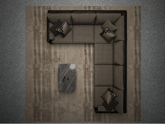 Design Furniture Living room Brown Corner sofa L-shape Luxury Coffee table Furnishings new