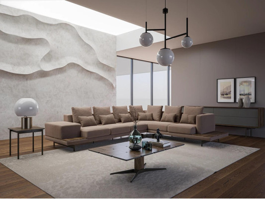 Living room Corner sofa L-shape Designer Luxury Suite Furnishings Coffee table new