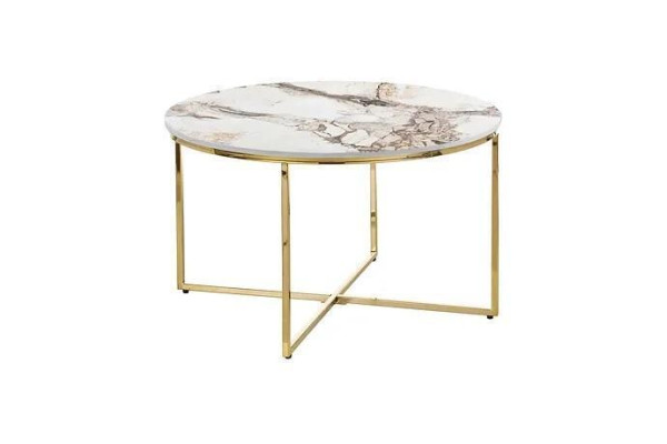 Coffee table modern Living room furniture minimalist metal table top beige new