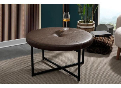Coffee table high-quality leather table top metal legs Living room furniture Dark brown