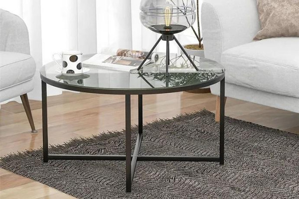 Coffee table Luxurious Living room Dining room furniture Glass + Metal Black high quality