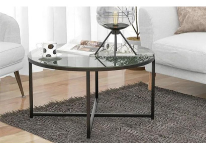 Coffee table Luxurious Living room Dining room furniture Glass + Metal Black high quality