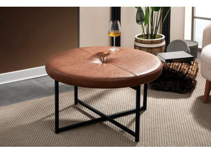 Coffee table brown leather metal living room high quality furniture new stylish modern