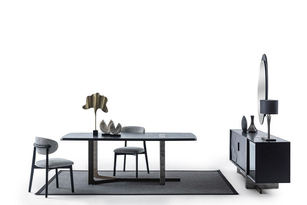 Dining room 7 pieces. Set Dining table Sideboard Mirror 4x Chairs Modern Design