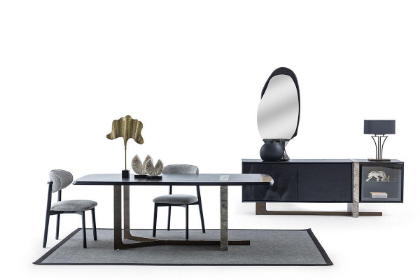 Dining room 7 pieces. Set Dining table Sideboard Mirror 4x Chairs Modern Design