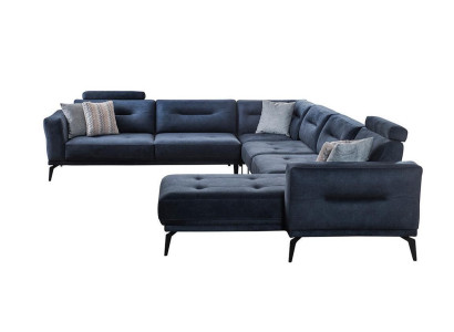 Luxury Modern Design Living room U-shape Corner sofa Solid Dark Blue Sofa