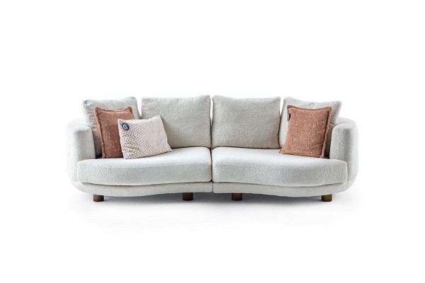Designer Modern Living room 3-Seater Sofa White Solid Color Luxury Style Fabric Sofa
