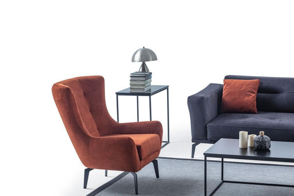 Chesterfield Design Modern Luxury 1-Seater Fabric Sofa Living Room Lounge