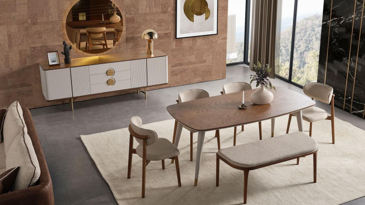 Perfect dining room set from dining table 4x chairs mirror stool 8 pieces.