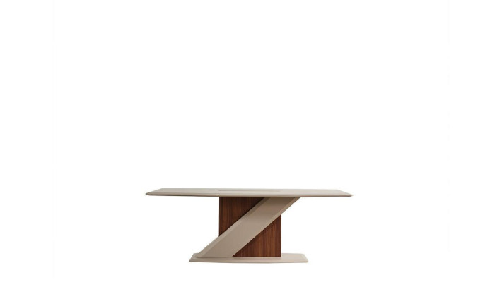Chic, comfortable dining table in the dining room in beige color from quality wood