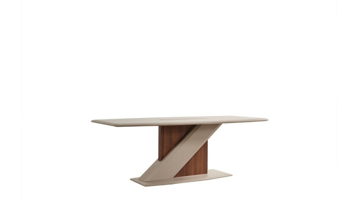 Chic, comfortable dining table in the dining room in beige color from quality wood