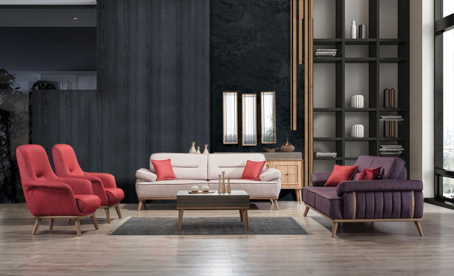 Stylish Multicolored Set in Living room Set 2x 3-Seater Sofas and 2x Armchair