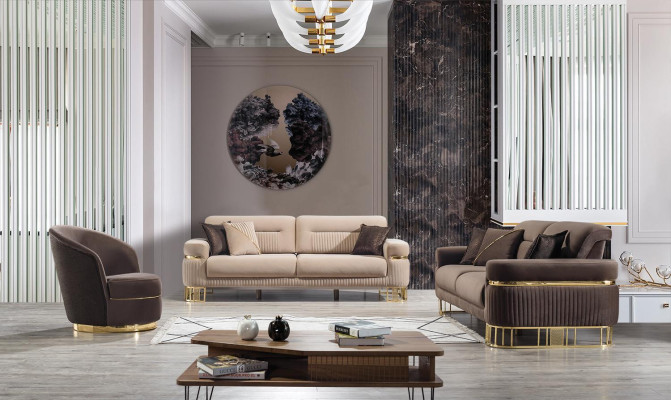 Luxury living room set 3 pieces. Luxury sofa set 3 + 3+ 1 seater novelty
