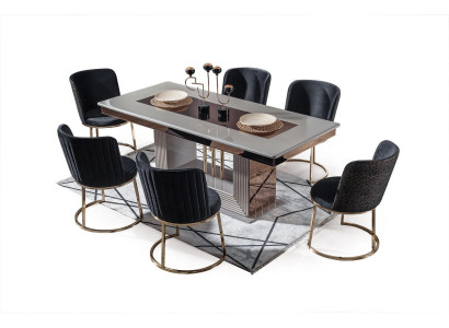 Modern Dining room Set Consists of Dining table and 6x Chairs Stylish 7 pieces.