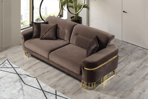 Luxury Living room Set Modern Sofa 3 Seater Armchair TV-cabinet Lowboard+TV-Frame