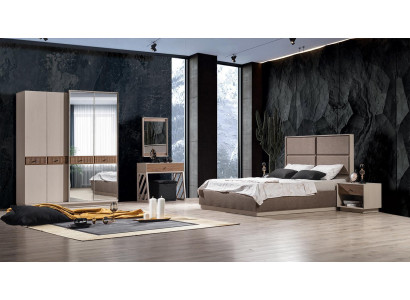 Bedroom Set Luxury Bed and Bedside table Wardrobe 3-piece Furniture