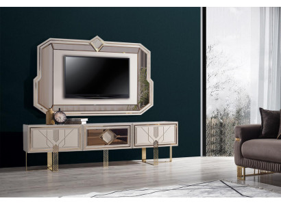 Modern living room set consists of luxury TV cabinet lowboard and TV frame 2 pieces
