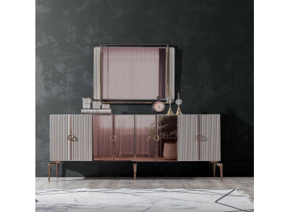 Modern Dining room Set Consists of Stylish Sideboard and Mirror 2-piece