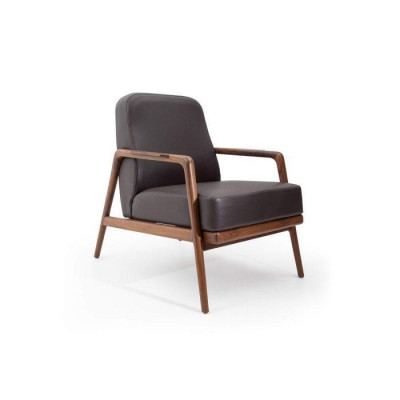 Design accent: Armchair in trendy color with simple wooden frame new