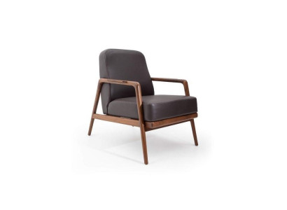 Design accent: Armchair in trendy color with simple wooden frame new