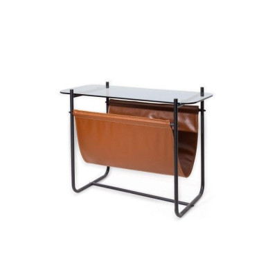 Stylish Side table with Glass Top Brown Color Furniture for Living room