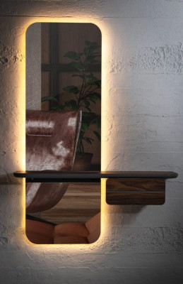 Luxurious Mirror with Shelf for Hall Modern Mirror with Lighting