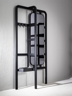 Luxurious hallway mirror with hooks black color perfect modern novelty