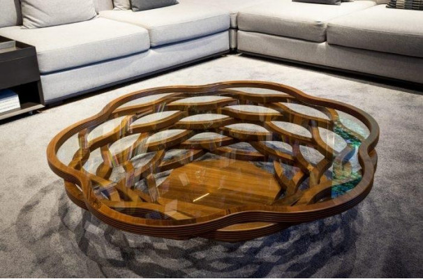 Modern wood coffee table for contemporary living ambience