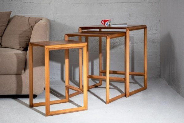 Scandinavian side tables made of oak, 3-piece ensemble new