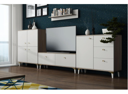 Design Living room Set Display case 2x Chest of drawers Wall shelf Wall unit Shelf Cabinets 4pcs.