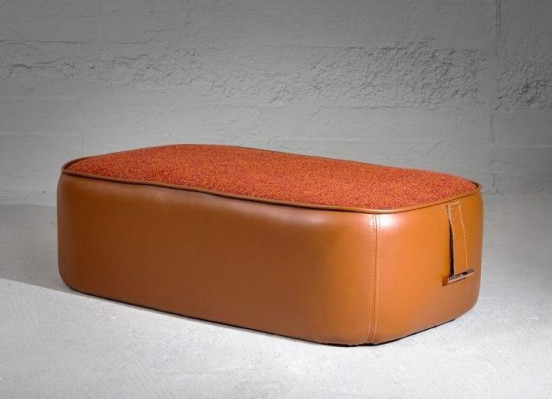 Perfect Stylish Orange Color Soft Stool Imitation leather Furniture in Living room