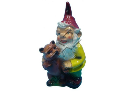 Design Dwarf with Teddy Bear Figure Garden Statue Sculpture Figures Sculptures new