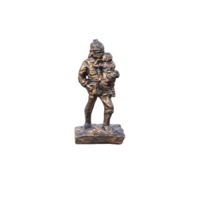 Firefighter saves child hero figure statue sculpture copper imitation look decoration