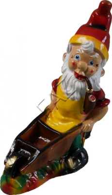 Design Dwarf with Wheelbarrow Figure Garden Statue Sculpture Figures Sculptures new