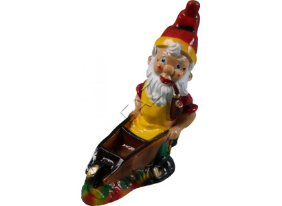 Design Dwarf with Wheelbarrow Figure Garden Statue Sculpture Figures Sculptures new