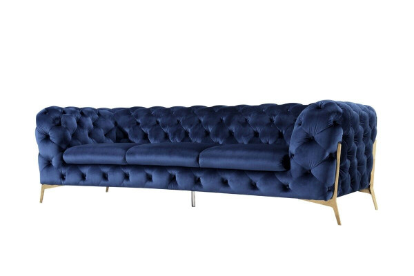 Sofa Chesterfield Couch Upholstery XXL Suite Textile 3+3 designer Couches Blue