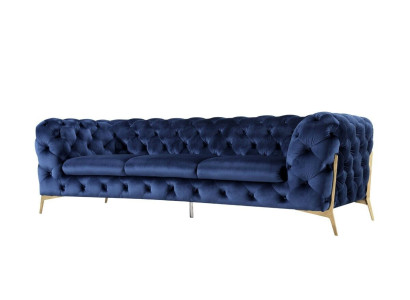 Sofa Chesterfield Couch Upholstery XXL Suite Textile 3+3 designer Couches Blue