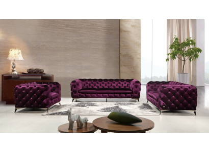 Sofa XXL Big Chesterfield Couch Upholstery Suite Textile 3+3 designer couches