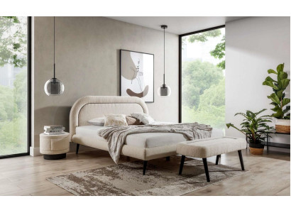 Bedroom Set White Bed Elegant 2x Bedside tables Luxury Stool Modern.