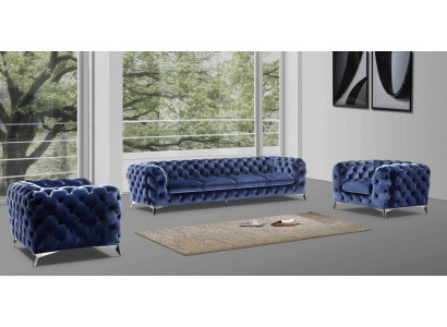 Sofa Chesterfield Couch Upholstery XXL Big Suite Textile 4+1+1 designer