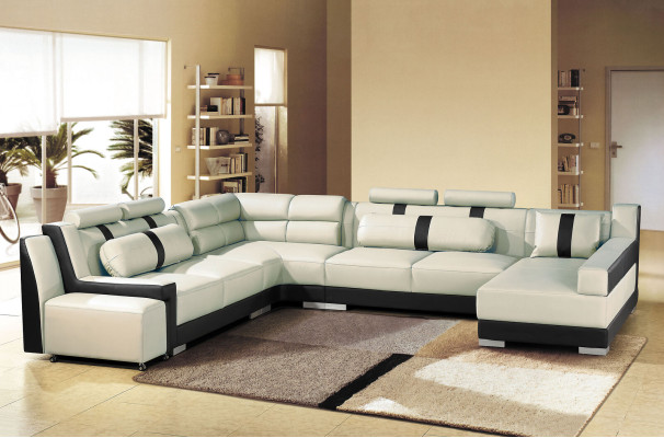 Leather Sofa Couch Upholstery Corner U-shape Living landscape Corner suite Sofas