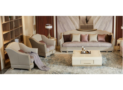 Sofa set 411 Seater Set Design Sofas Upholstery Couches Leather Relax Solid wood