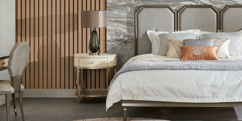 Bedroom Set Design Furnishings Bed Modern Furniture 5pcs. Bedside table Solid wood