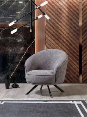 Armchair Luxury Single Seater Couch Textile Sofa Upholstery Furniture Gray Couches Fabric Textile