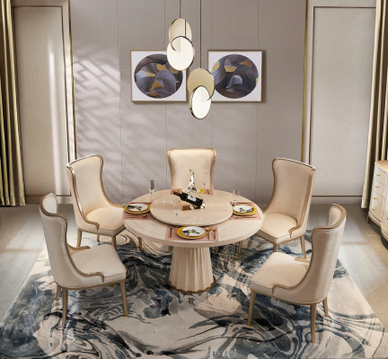 Dining table 6x Chairs Dining room Set Dining set Table Tables 7tlg Suite Solid wood