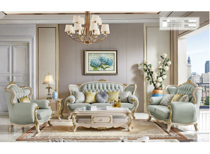 Designer Sofa set 3 2 1 Seater Sofa Couch Leather Suite Upholstery Solid wood